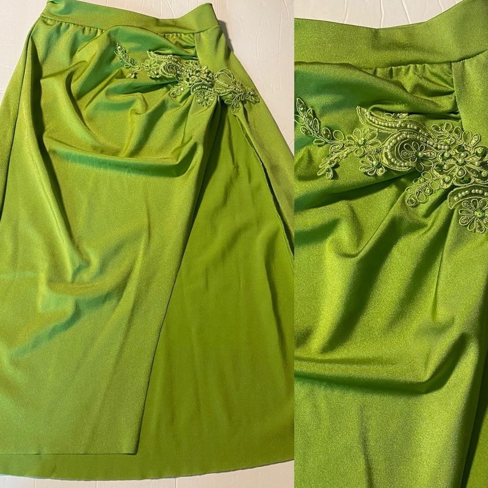 Kelle dance costume neon green embellished asymmetrical midi skirt 4424 LC child